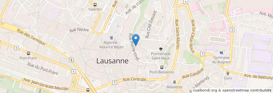 Mapa de ubicacion de Giraf Bar en Швейцария, Во, District De Lausanne, Lausanne.