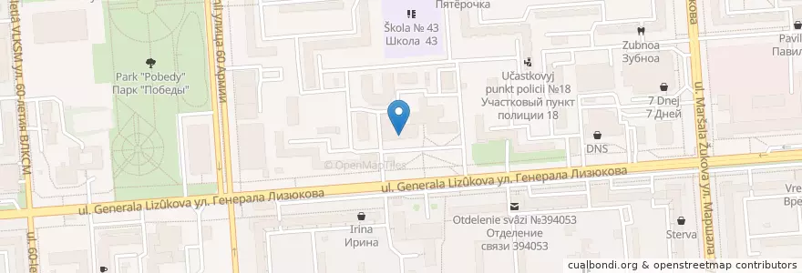 Mapa de ubicacion de Аптека № 227 en Russland, Föderationskreis Zentralrussland, Oblast Woronesch, Городской Округ Воронеж.