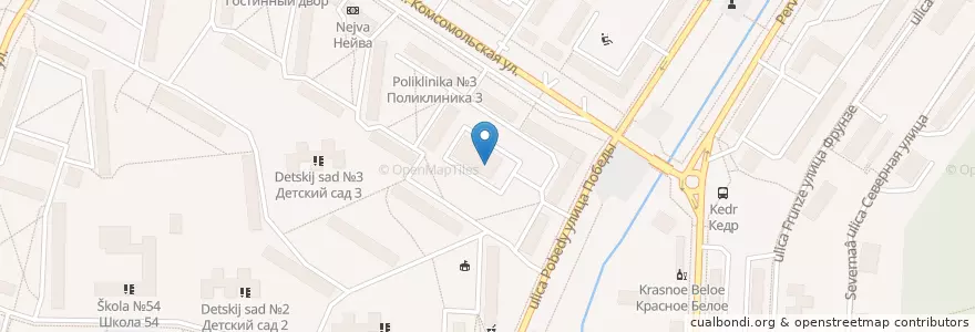 Mapa de ubicacion de Стоматологическая поликлиника en Russland, Föderationskreis Ural, Oblast Swerdlowsk, Горнозаводской Управленческий Округ, Новоуральский Городской Округ.