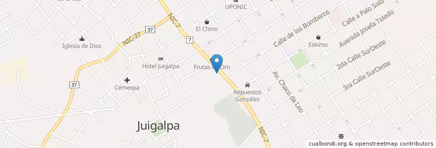 Mapa de ubicacion de Pizza Hot en Nicarágua, Chontales, Juigalpa (Municipio).