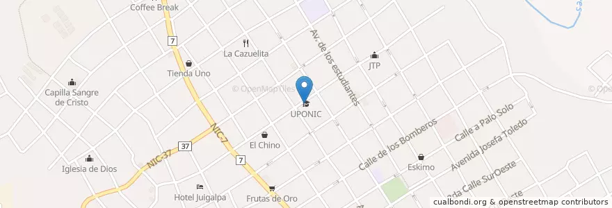 Mapa de ubicacion de UPONIC en Nicarágua, Chontales, Juigalpa (Municipio).