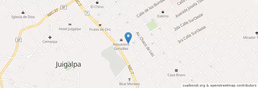 Mapa de ubicacion de Farmacia El Farmaco en Nicarágua, Chontales, Juigalpa (Municipio).