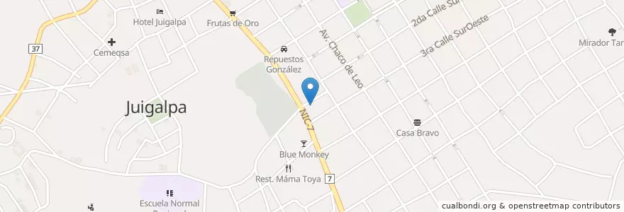 Mapa de ubicacion de Baez en 니카라과, Chontales, Juigalpa (Municipio).