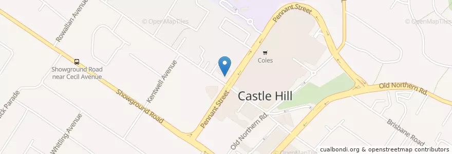 Mapa de ubicacion de Castle Hill Police Station en 오스트레일리아, New South Wales, The Hills Shire Council, 시드니.
