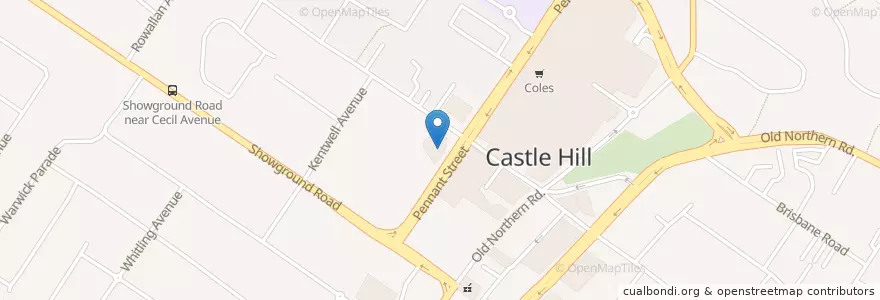 Mapa de ubicacion de Castle Hill Library en オーストラリア, ニューサウスウェールズ, The Hills Shire Council, Sydney.
