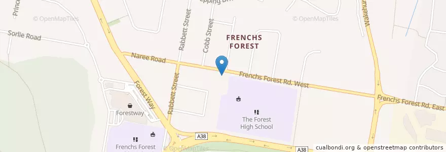 Mapa de ubicacion de Frenchs Forest Police Station en Avustralya, New South Wales, Sydney, Northern Beaches Council.