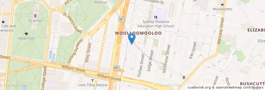 Mapa de ubicacion de Woolloomooloo Police Station en Австралия, Новый Южный Уэльс, Council Of The City Of Sydney, Sydney.