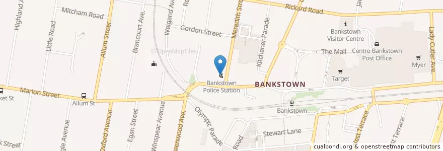 Mapa de ubicacion de Bankstown Police Station en Avustralya, New South Wales, Canterbury-Bankstown Council, Sydney.