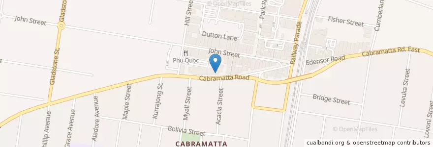 Mapa de ubicacion de Cabramatta Police Station en Australia, Nueva Gales Del Sur, Sydney, Fairfield City Council.