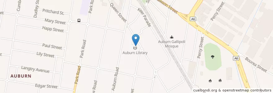 Mapa de ubicacion de Auburn Police Station en Australie, Nouvelle Galles Du Sud, Sydney, Cumberland City Council.