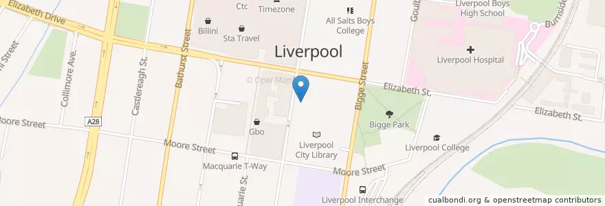 Mapa de ubicacion de Liverpool Police Station en Australia, New South Wales, Liverpool City Council, Sydney.