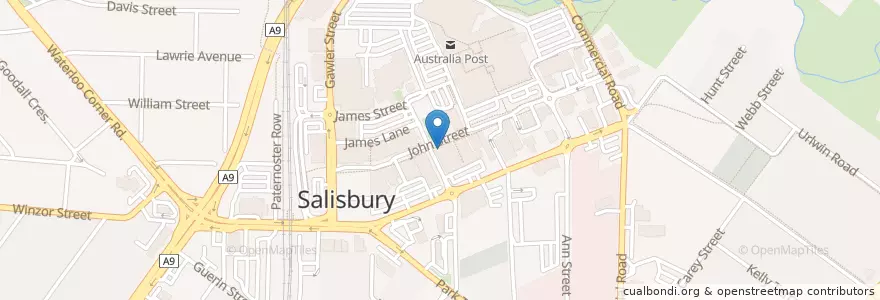 Mapa de ubicacion de Commonwealth Bank en Avustralya, South Australia, Adelaide, City Of Salisbury.