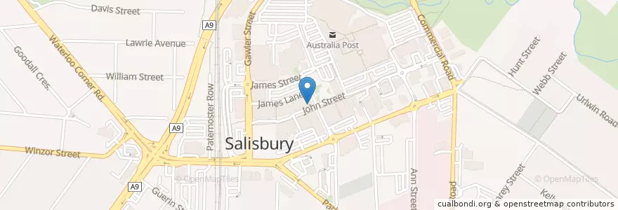 Mapa de ubicacion de Westpac Bank en オーストラリア, 南オーストラリア, Adelaide, City Of Salisbury.