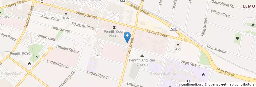 Mapa de ubicacion de Police Credit Union en Austrália, Nova Gales Do Sul, Sydney, Penrith City Council.