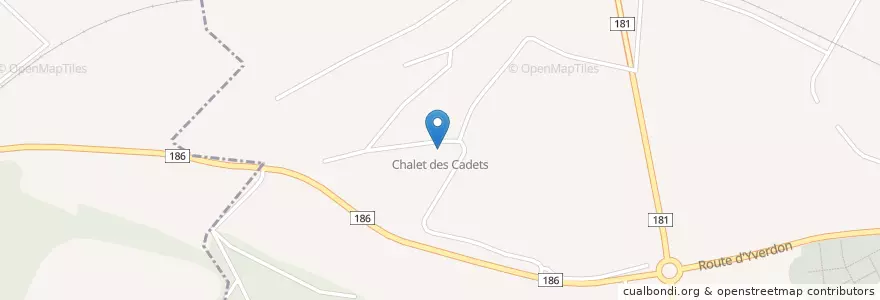 Mapa de ubicacion de Chalet des Cadets en Suiza, Valdia, District De La Broye-Vully, Payerne.