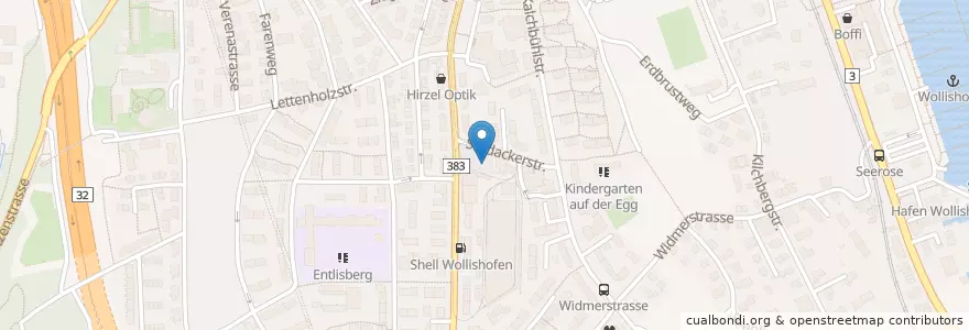 Mapa de ubicacion de Trinkbrunnen Tramendstation Wollishofen en Schweiz, Zürich, Bezirk Zürich, Zürich.