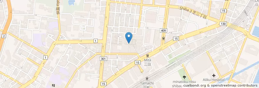 Mapa de ubicacion de 三田製麺所 en Japonya, 東京都, 港区.
