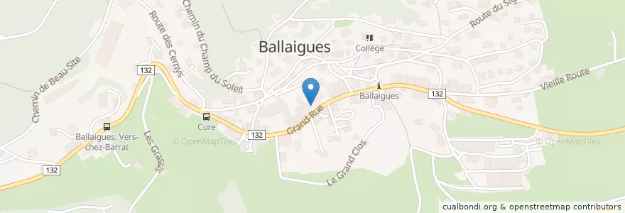 Mapa de ubicacion de 1338 Ballaigues en İsviçre, Vaud, District Du Jura-Nord Vaudois, Ballaigues.