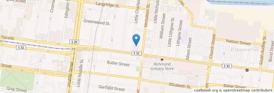 Mapa de ubicacion de Chemist Warehouse en Austrália, Victoria, City Of Yarra.
