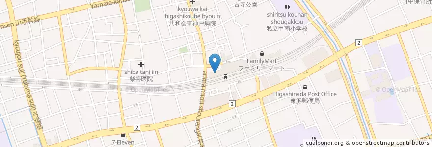 Mapa de ubicacion de ロッテリア en ژاپن, 兵庫県, 神戸市, 東灘区.