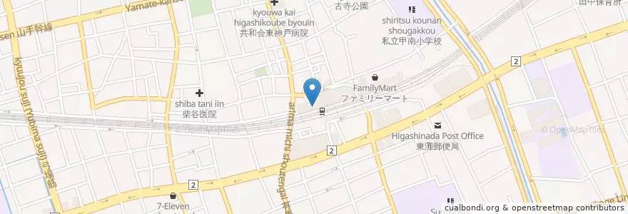 Mapa de ubicacion de ミスタードーナツ en Japonya, 兵庫県, 神戸市, 東灘区.