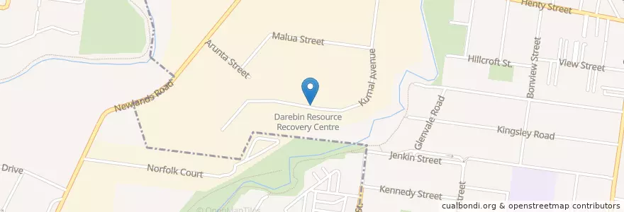 Mapa de ubicacion de Darebin Resource Recovery Centre en 오스트레일리아, Victoria, City Of Darebin.
