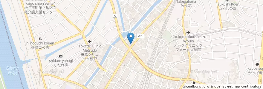 Mapa de ubicacion de PATAYA en اليابان, 千葉県, 松戸市.