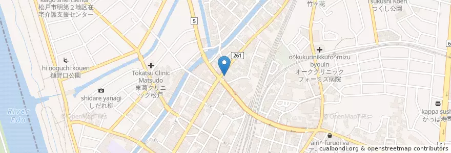 Mapa de ubicacion de かつを軒 en 日本, 千葉県, 松戸市.