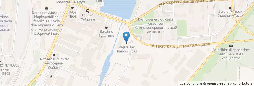 Mapa de ubicacion de Райский сад en Rusia, Distrito Federal Central, Óblast De Moscú, Городской Округ Балашиха.