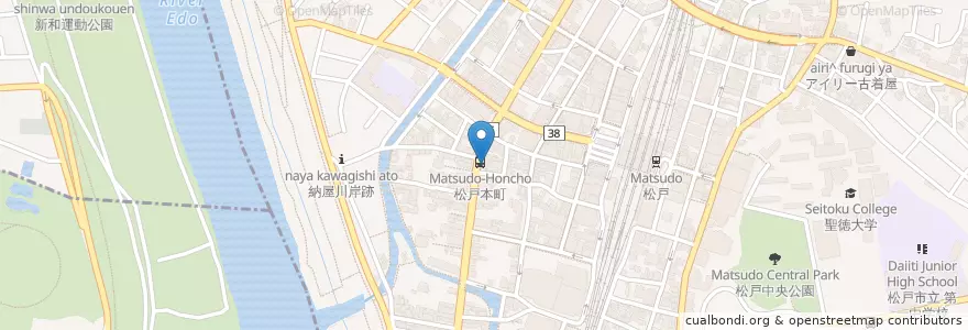 Mapa de ubicacion de キッチンたけみ en 日本, 千葉県, 松戸市.