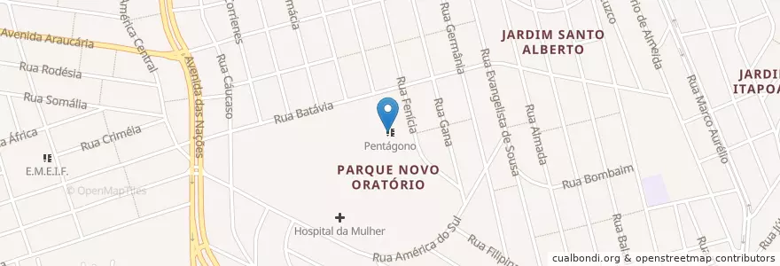 Mapa de ubicacion de Pentágono en Brasilien, Südosten, São Paulo, Região Geográfica Intermediária De São Paulo, Região Metropolitana De São Paulo, Região Imediata De São Paulo, Santo André.