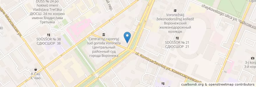 Mapa de ubicacion de Отделение связи №394036 en Russia, Distretto Federale Centrale, Oblast' Di Voronež, Городской Округ Воронеж.
