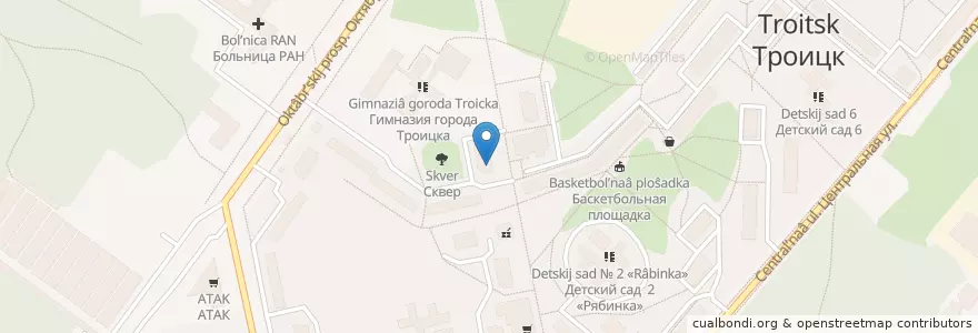 Mapa de ubicacion de Отделение связи №108840 en Russia, Central Federal District, Moscow, Troitsky Administrative Okrug, Городской Округ Троицк.