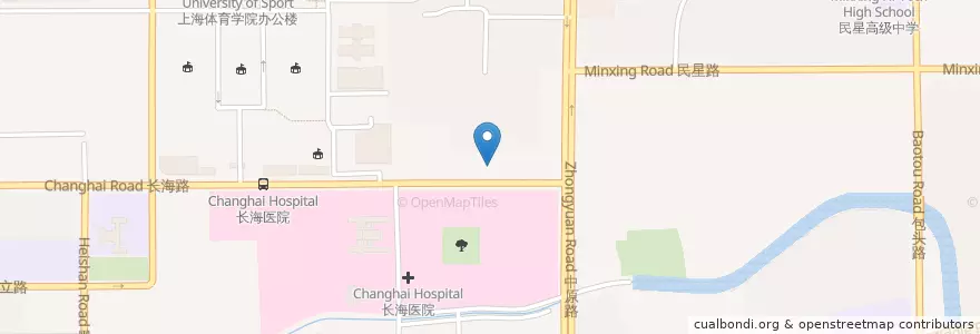 Mapa de ubicacion de 东方肝胆医院 en China, Shanghai, Yangpu District.