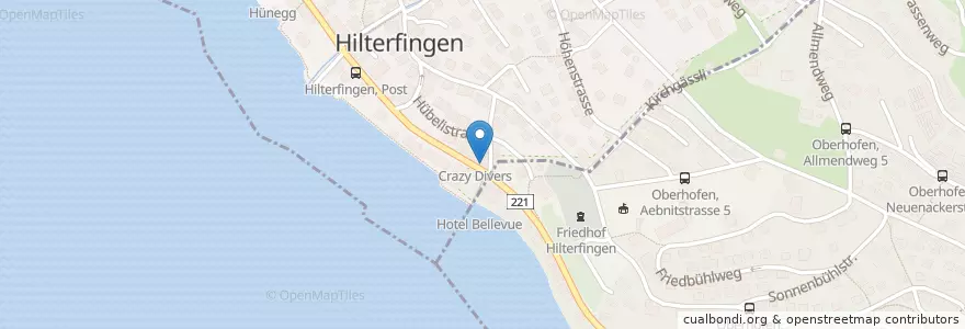 Mapa de ubicacion de Divecenter Thun en 瑞士, 伯尔尼, Verwaltungsregion Oberland, Verwaltungskreis Thun, Hilterfingen.