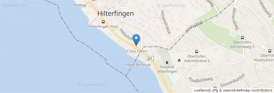 Mapa de ubicacion de Crazy Divers en Schweiz/Suisse/Svizzera/Svizra, Bern/Berne, Verwaltungsregion Oberland, Verwaltungskreis Thun, Hilterfingen.