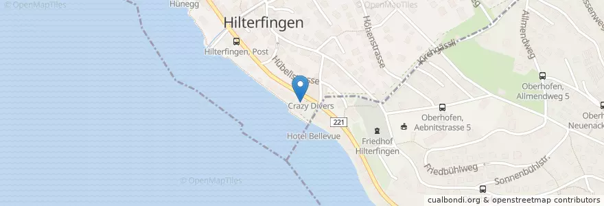 Mapa de ubicacion de Hotel Bellevue en 스위스, 베른, Verwaltungsregion Oberland, Verwaltungskreis Thun, Hilterfingen.
