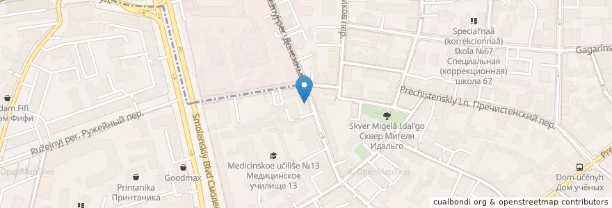 Mapa de ubicacion de посольство Чили en روسیه, Центральный Федеральный Округ, Москва, Центральный Административный Округ, Район Хамовники.