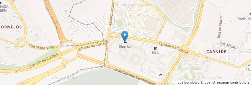 Mapa de ubicacion de Blue Bar en 포르투갈, Área Metropolitana De Lisboa, Lisboa, Grande Lisboa, 리스본, Carnide.