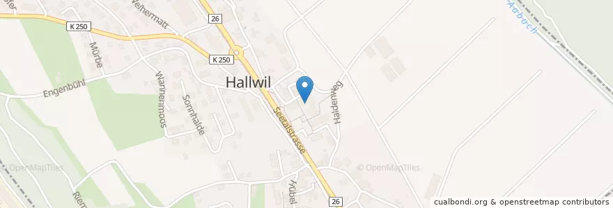 Mapa de ubicacion de Primarschule Hallwil en Schweiz, Aargau, Bezirk Lenzburg, Hallwil.