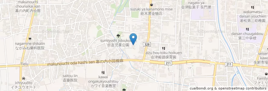 Mapa de ubicacion de 秀長寺 en Japonya, 福島県, 会津若松市.