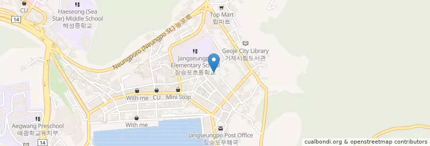 Mapa de ubicacion de 장승포동 en كوريا الجنوبية, 경상남도, 거제시, 장승포동.