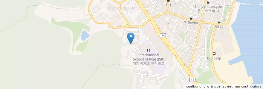 Mapa de ubicacion de 옥포1동 en 대한민국, 경상남도, 거제시, 옥포1동.