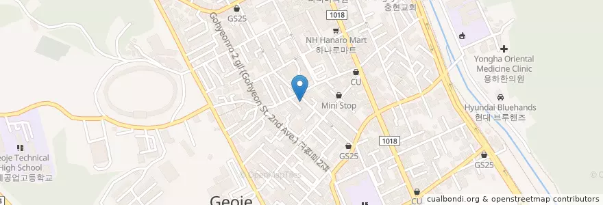 Mapa de ubicacion de 고현동 en 韩国/南韓, 庆尚南道, 巨濟市, 고현동.