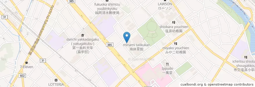 Mapa de ubicacion de 福岡市　南図書館 en Japon, Préfecture De Fukuoka, 福岡市, 南区.