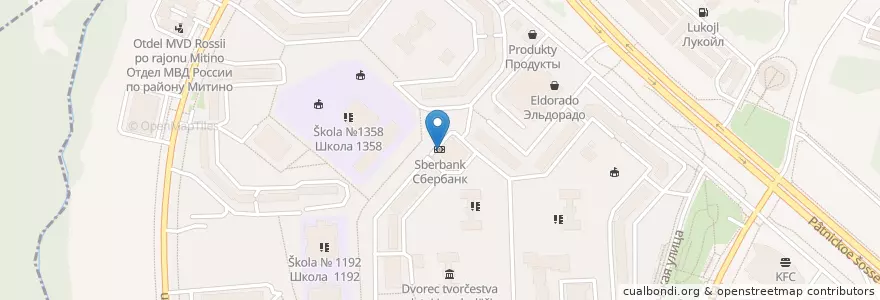 Mapa de ubicacion de Сбербанк en روسيا, Центральный Федеральный Округ, Москва, Северо-Западный Административный Округ, Район Митино.