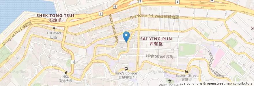 Mapa de ubicacion de 西營盤郵政局 Sai Ying Pun Post Office en Chine, Guangdong, Hong Kong, Île De Hong Kong, Nouveaux Territoires, 中西區 Central And Western District.