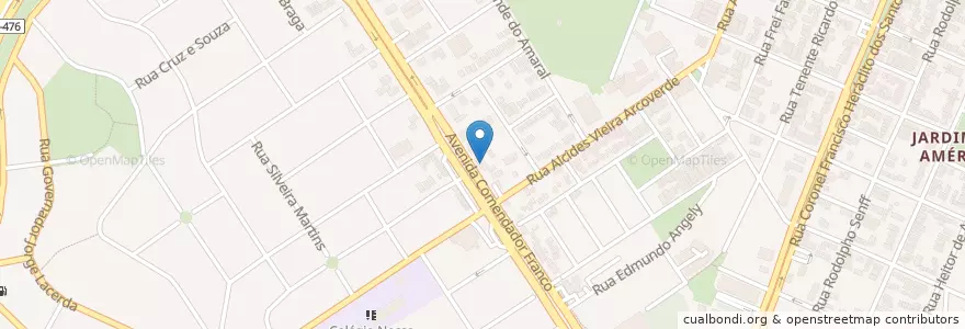 Mapa de ubicacion de Yes Rent a Car en ブラジル, 南部地域, パラナ, Região Geográfica Intermediária De Curitiba, Região Metropolitana De Curitiba, Microrregião De Curitiba, クリチバ.