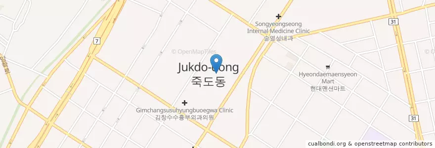 Mapa de ubicacion de 竹島洞 en 大韓民国, 慶尚北道, 浦項市, 南区, 竹島洞.