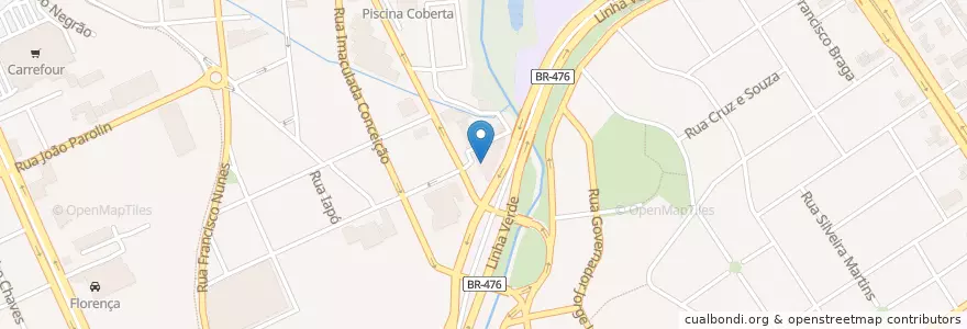 Mapa de ubicacion de PUCPR-Clinica de Fisioterapia en 巴西, 南部, 巴拉那, Região Geográfica Intermediária De Curitiba, Região Metropolitana De Curitiba, Microrregião De Curitiba, 库里蒂巴.